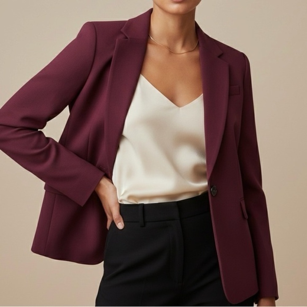 J. CREW Regent Blazer in Burgundy Four Season Stretch 14T NWOT